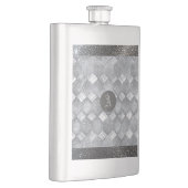 Silver Sparkle Luxury Topography Metallic Monogram Flacon (Rechts)