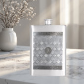 Silver Sparkle Luxury Topography Metallic Monogram Flacon