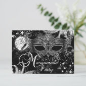 Silver Sparkle Mask Star Night Masquerade RSVP (Staand voorkant)