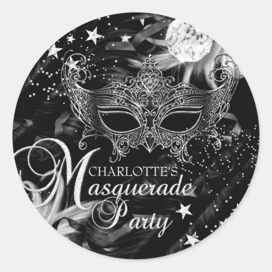 Silver Sparkle Mask Star Night Masquerade Sticker (Voorkant)