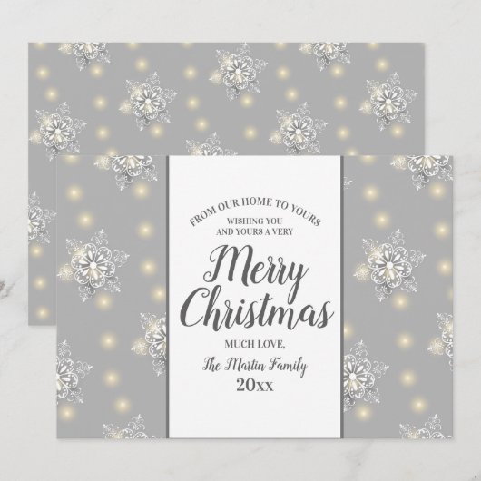 Silver Sparkle Merry-Wenskaart voor kerstmis Kaart (Voorkant / Achterkant)