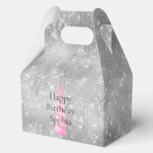 Silver Sparkle Pink Glam Unicorn Verjaardag Bedankdoosjes (Voorkant)