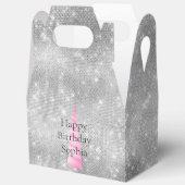 Silver Sparkle Pink Glam Unicorn Verjaardag Bedankdoosjes (Open)