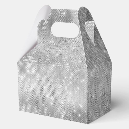 Silver Sparkle Pink Glam Unicorn Verjaardag Bedankdoosjes (Achterkant)