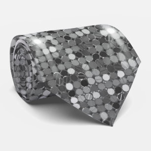 Silver Sparkle Sequin Disco Glam Stropdas