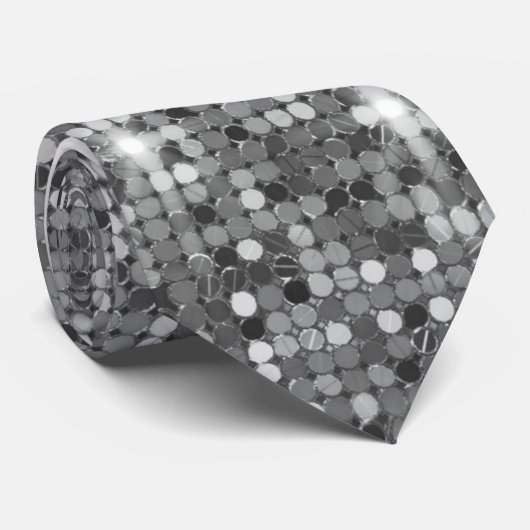 Silver Sparkle Sequin Disco Glam Stropdas (Opgerold)