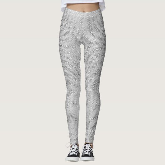 Silver Sparkle Shimmery-Leggings Leggings (Voorkant)
