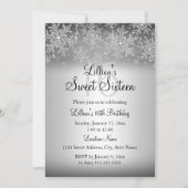 Silver Sparkle Snowflake Sweet 16 Invitation (Devant)