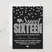 Silver Sparkle Sweet 16 Invitations de fête (Devant)