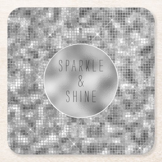 Silver Sparkle Vierkante Kartonnen Onderzetter (Voorkant)