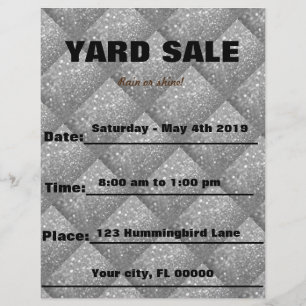 Silver Sparkle Yard-verkoop/aankondiging van evene