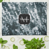 Silver sparkles Bevroren ijzeborrels Monogram Theedoek (Gevouwen)