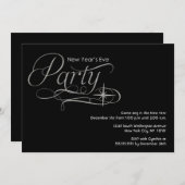 Silver Sparkles New Year's Eve Party Invitation Kaart (Voorkant / Achterkant)
