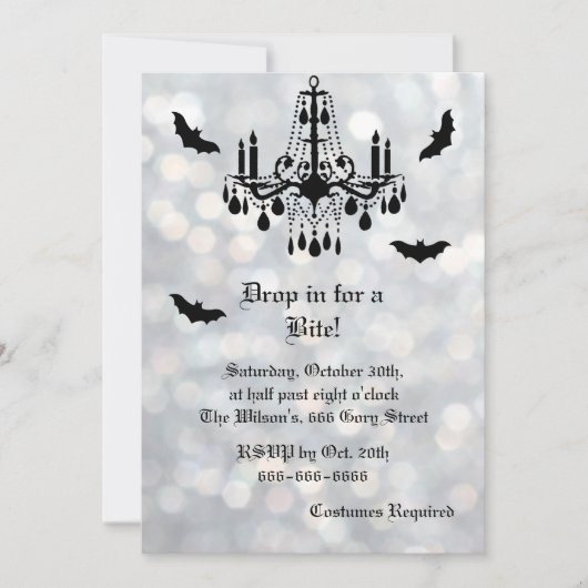 Silver Sparkly Bats Halloween Uitnodiging (Voorkant)