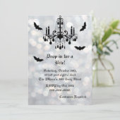 Silver Sparkly Bats Halloween Uitnodiging (Staand voorkant)