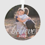Silver Sparkly Believe Script Photo de Noël (dos)