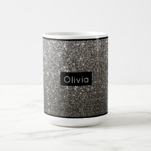 Silver Sparkly Glitter met persoonlijke naam Koffiemok