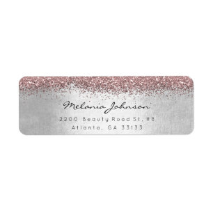 Silver Sparkly Glitter Silver Pink Blush Metallic Etiket