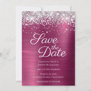 Silver Sparkly Glitter Wine Ombre Folie Save The Date