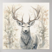 Silver Spirit Animal Stag Poster (Voorkant)