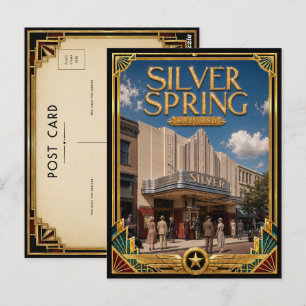 Silver Spring Maryland Vintage Art Deco Gouden Tij Briefkaart