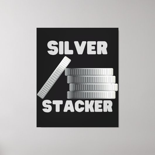 Silver Stacker Silver Squeeze Coin Canvas Wall Art Afdruk (Voorkant)