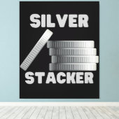 Silver Stacker Silver Squeeze Coin Canvas Wall Art Afdruk (Insitu (Houten vloer))