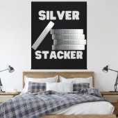 Silver Stacker Silver Squeeze Coin Canvas Wall Art Afdruk (Insitu (Slaapkamer))
