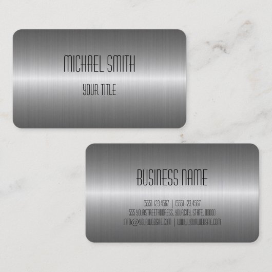 Silver Stainless Steel Metal Kijk Visitekaartje (Voorkant / Achterkant)