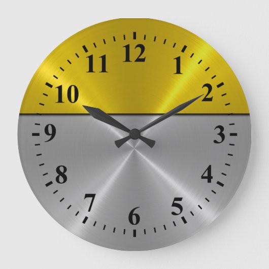 Silver Stainless Steel Metal Note Deco 6 Grote Klok (Voorkant)