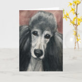 "Silver Standard Poedel" Dog Art Blank Notecards Kaart (Gele Bloem)