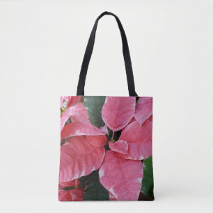 Silver Star Marble Poinsettias Pink Holiday Floral Draagtas