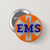 Silver Star met Blue EMS Ronde Button 5,7 Cm (Voorkant /achterkant)