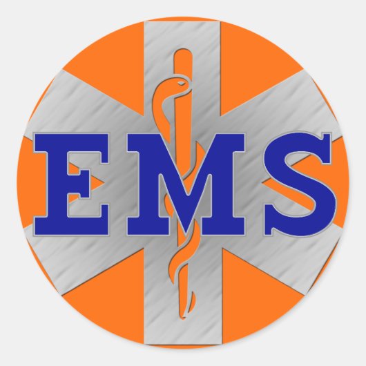 Silver Star met Blue EMS Ronde Sticker (Voorkant)