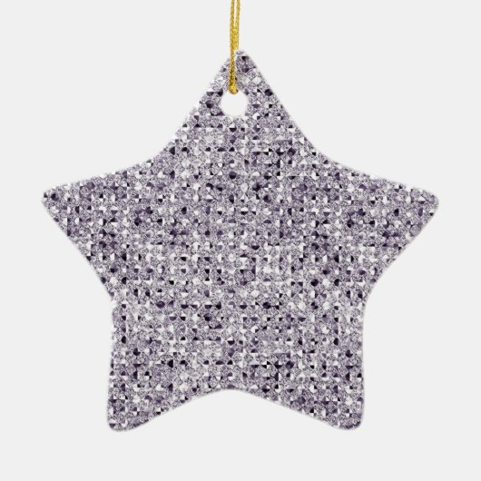 Silver Star Sequin Glitter Effect Keramisch Orname Keramisch Ornament (Voorkant)