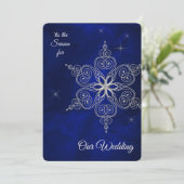 Silver Star Snowflake Winter Sky Wedding Kaart (Staand voorkant)