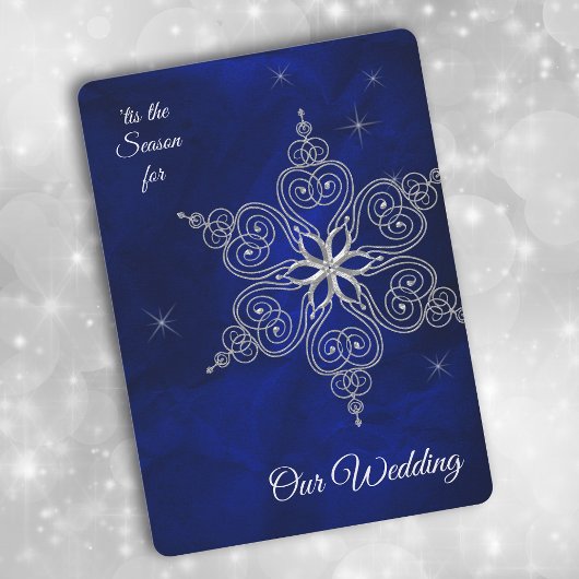 Silver Star Snowflake Winter Sky Wedding Kaart
