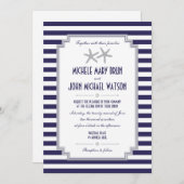 Silver Starfish Couple Nautical Wedding Invitation Kaart (Voorkant / Achterkant)