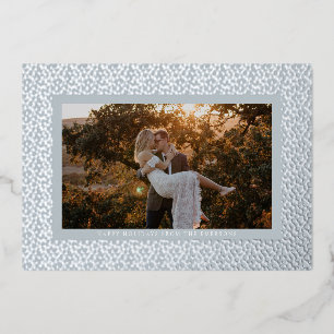 Silver Stars Blue Boho Foto Folie Feestdagenkaart