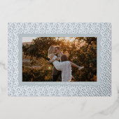 Silver Stars Blue Boho Foto Folie Feestdagenkaart (Voorkant)