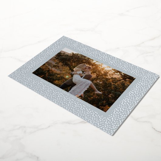 Silver Stars Blue Boho Foto Folie Feestdagenkaart (Gedraaid)