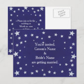Silver Stars Blue bruiloft uitnodiging Briefkaarte Briefkaart (Voorkant / Achterkant)