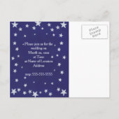 Silver Stars Blue bruiloft uitnodiging Briefkaarte Briefkaart (Achterkant)