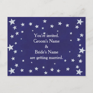 Silver Stars Blue bruiloft uitnodiging Briefkaarte Briefkaart