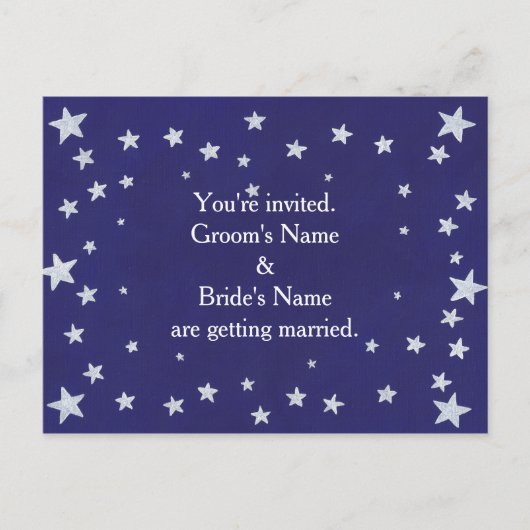 Silver Stars Blue bruiloft uitnodiging Briefkaarte Briefkaart (Voorkant)