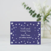Silver Stars Blue bruiloft uitnodiging Briefkaarte Briefkaart (Staand voorkant)