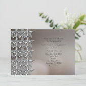Silver Stars Bokeh Light Verloving Invitations Kaart (Staand voorkant)