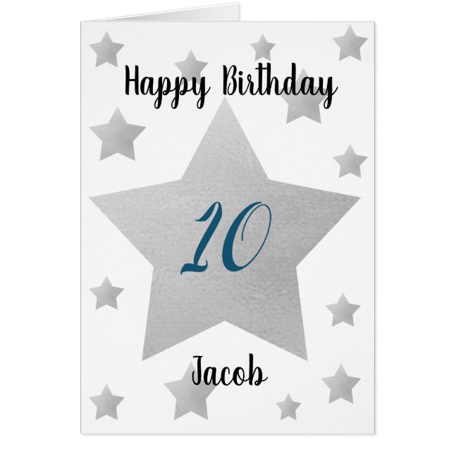 Silver Stars Boy 10th Birthday (Voorkant)