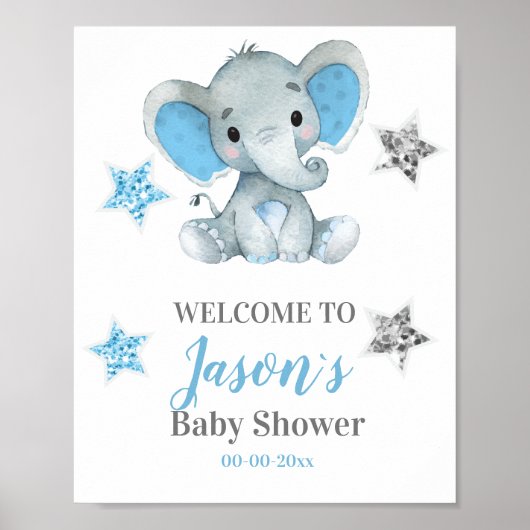 Silver stars Elephant Affiche de bienvenue, Boy Sh (Devant)