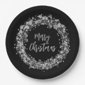 Silver Stars Merry Kerstmis Papieren Bordje (Voorkant)